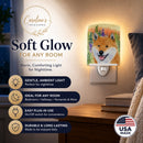 Shiba Inu Ceramic Night Light Compact, UL-Certified, Ideal for Bedroom, Bathroom, Nursery, Hallway, Kitchen, 6x4x3, Multicolor