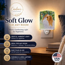 Japanese Chin Ceramic Night Light Compact, UL-Certified, Ideal for Bedroom, Bathroom, Nursery, Hallway, Kitchen, 6x4x3, Multicolor