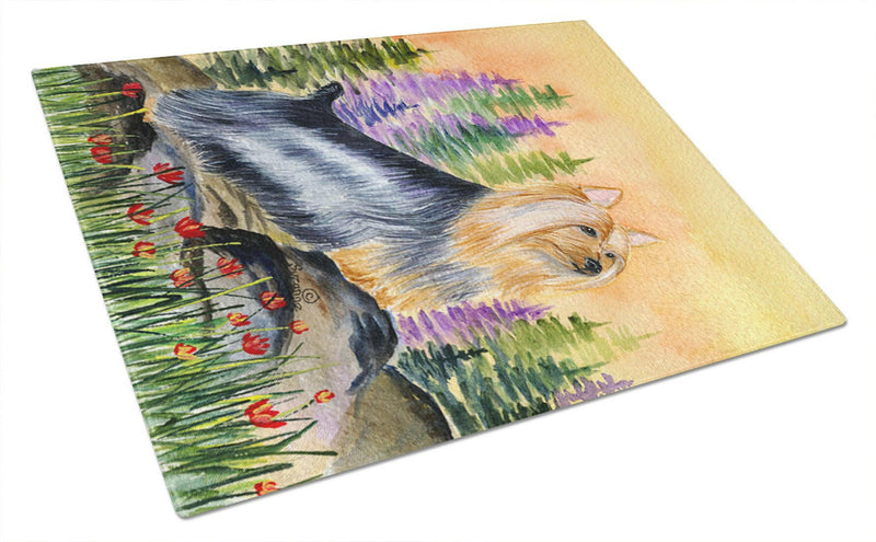 Silky Terrier Glass Cutting Board Large