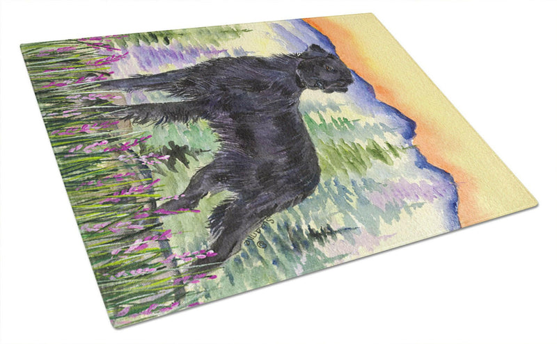 Flat Coated Retriever Glass Cutting Board Large