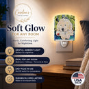 Golden Retriever Ceramic Night Light Compact, UL-Certified, Ideal for Bedroom, Bathroom, Nursery, Hallway, Kitchen, 6x4x3, Multicolor