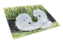 Old English Sheepdog Cutting Board Tempered Glass Kitchen Cutting Surface, Heat Resistant Chopping, Non-Slip Feet, Food Prep & Serving