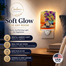 Pug Ceramic Night Light Compact, UL-Certified, Ideal for Bedroom, Bathroom, Nursery, Hallway, Kitchen, 6x4x3, Multicolor