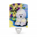 Bichon Frise Ceramic Night Light Compact, UL-Certified, Ideal for Bedroom, Bathroom, Nursery, Hallway, Kitchen, 6x4x3, Multicolor