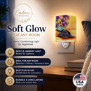 Pug Ceramic Night Light Compact, UL-Certified, Ideal for Bedroom, Bathroom, Nursery, Hallway, Kitchen, 6x4x3, Multicolor