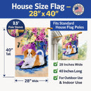 Japanese Chin House Flag 28x40 Porch Sleeve Pole Decorative Outside Yard Banner Artwork Wall Hanging, Polyester