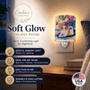 Japanese Chin Ceramic Night Light Compact, UL-Certified, Ideal for Bedroom, Bathroom, Nursery, Hallway, Kitchen, 6x4x3, Multicolor