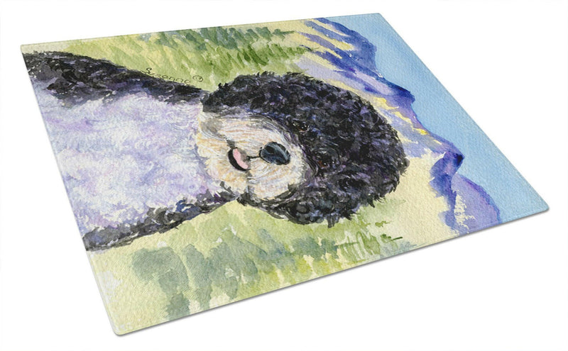 Portuguese Water Dog Glass Cutting Board Large