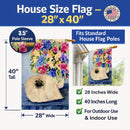 Pekingese House Flag 28x40 Porch Sleeve Pole Decorative Outside Yard Banner Artwork Wall Hanging, Polyester
