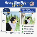 Australian Shepherd House Flag 28x40 Porch Sleeve Pole Decorative Outside Yard Banner Artwork Wall Hanging, Polyester