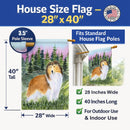 Sheltie House Flag 28x40 Porch Sleeve Pole Decorative Outside Yard Banner Artwork Wall Hanging, Polyester
