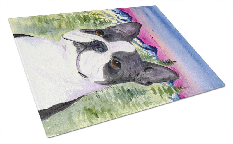 Boston Terrier Glass Cutting Board Large