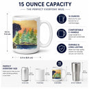 Puli Ceramic Coffee Mug 15 oz Decorative Large C Handle Mug Cup for Tea, Cocoa Hot Chocolate