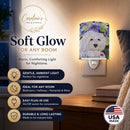 Coton de Tulear Ceramic Night Light Compact, UL-Certified, Ideal for Bedroom, Bathroom, Nursery, Hallway, Kitchen, 6x4x3, Multicolor