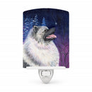 Starry Night Keeshond Ceramic Night Light Compact, UL-Certified, Ideal for Bedroom, Bathroom, Nursery, Hallway, Kitchen, 6x4x3, Multicolor