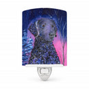 Starry Night Curly Coated Retriever Ceramic Night Light Compact, UL-Certified, Ideal for Bedroom, Bathroom, Nursery, Hallway, Kitchen, 6x4x3, Multicolor