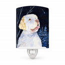 Starry Night Clumber Spaniel Ceramic Night Light Compact, UL-Certified, Ideal for Bedroom, Bathroom, Nursery, Hallway, Kitchen, 6x4x3, Multicolor