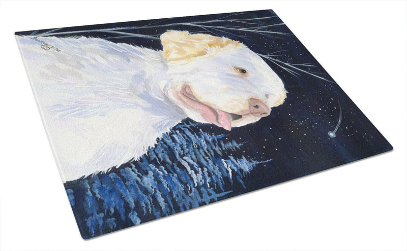 Starry Night Clumber Spaniel Glass Cutting Board Large