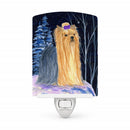 Starry Night Yorkie Ceramic Night Light Compact, UL-Certified, Ideal for Bedroom, Bathroom, Nursery, Hallway, Kitchen, 6x4x3, Multicolor