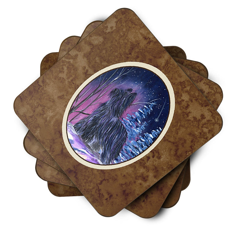 Starry Night Briard Foam Coasters Set of 4