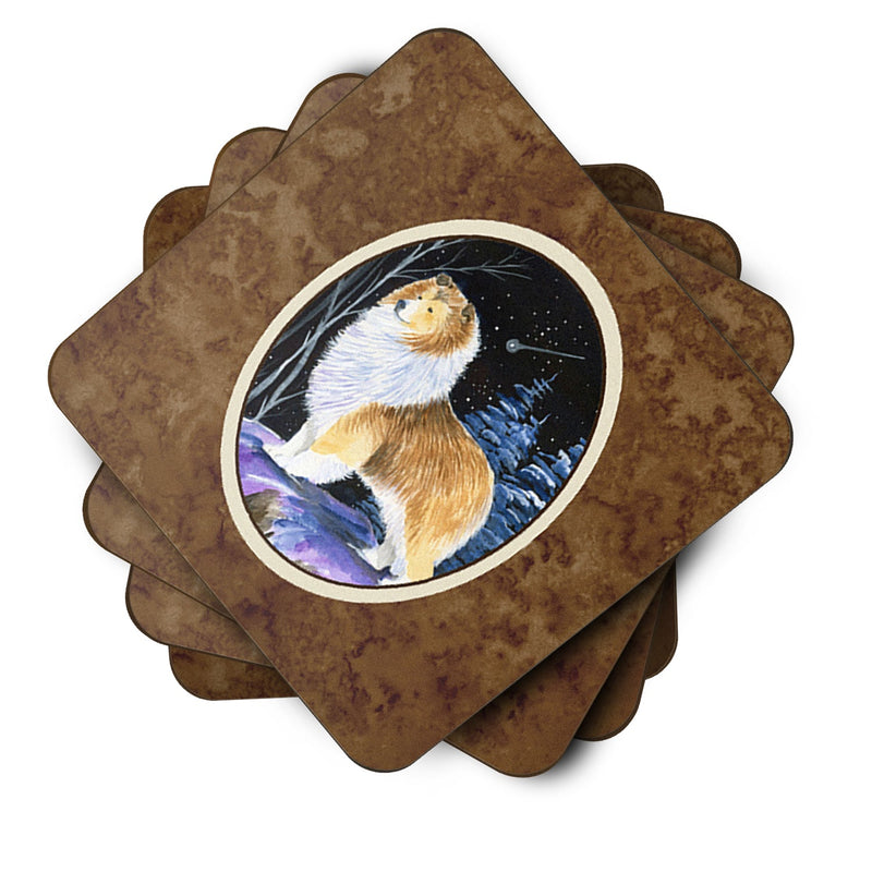 Starry Night Sheltie Foam Coasters Set of 4