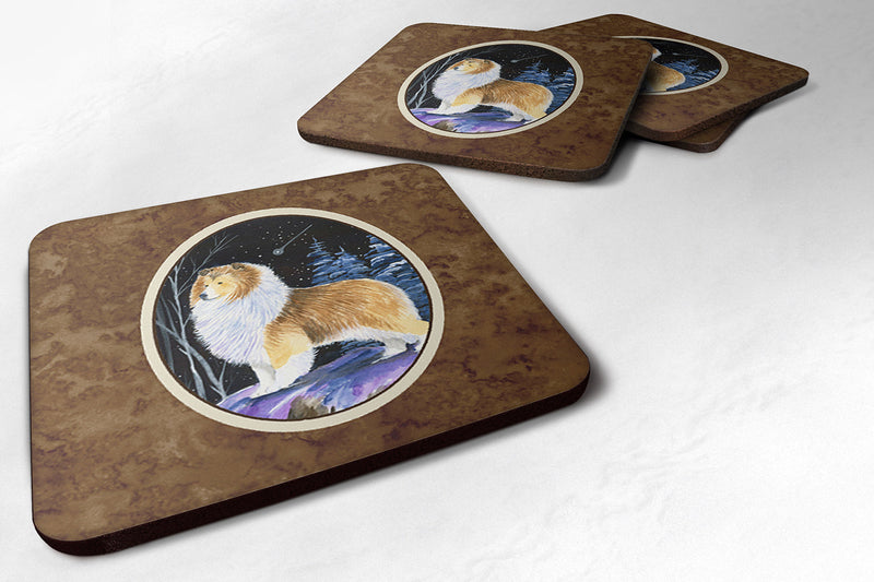 Starry Night Sheltie Foam Coasters Set of 4