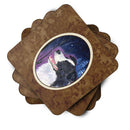Starry Night Border Collie Foam Coasters Set of 4 Cup Coasters for Indoor Outdoor, Tabletop Protection, Anti Slip, Mouse pad Material