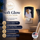Starry Night Australian Shepherd Ceramic Night Light Compact, UL-Certified, Ideal for Bedroom, Bathroom, Nursery, Hallway, Kitchen, 6x4x3, Multicolor