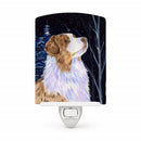 Starry Night Australian Shepherd Ceramic Night Light Compact, UL-Certified, Ideal for Bedroom, Bathroom, Nursery, Hallway, Kitchen, 6x4x3, Multicolor