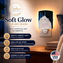 Starry Night Samoyed Ceramic Night Light Compact, UL-Certified, Ideal for Bedroom, Bathroom, Nursery, Hallway, Kitchen, 6x4x3, Multicolor