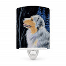 Starry Night Australian Shepherd Ceramic Night Light Compact, UL-Certified, Ideal for Bedroom, Bathroom, Nursery, Hallway, Kitchen, 6x4x3, Multicolor