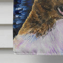Starry Night Corgi House Flag 28x40 Porch Sleeve Pole Decorative Outside Yard Banner Artwork Wall Hanging, Polyester