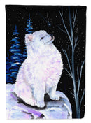 Starry Night American Eskimo House Flag 28x40 Porch Sleeve Pole Decorative Outside Yard Banner Artwork Wall Hanging, Polyester