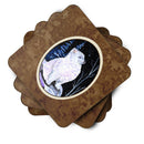 Starry Night American Eskimo Foam Coasters Set of 4 Cup Coasters for Indoor Outdoor, Tabletop Protection, Anti Slip, Mouse pad Material