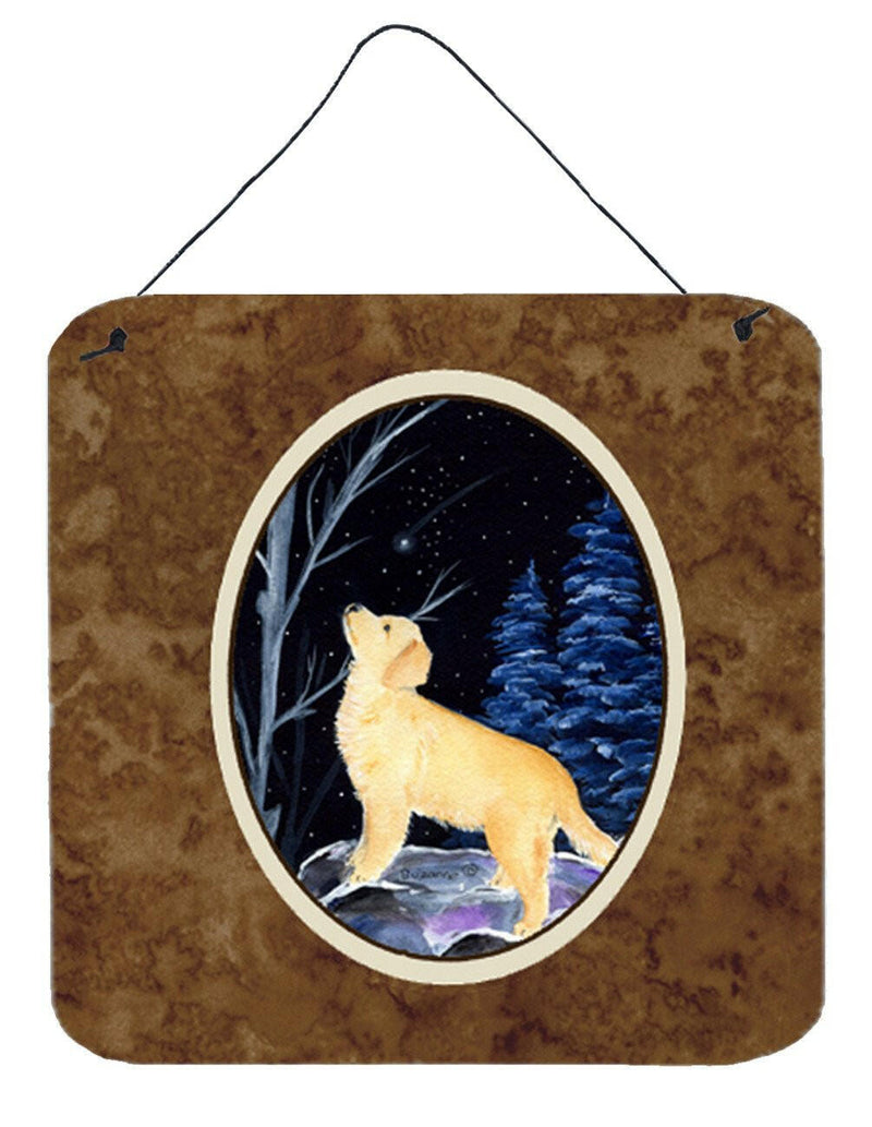 Starry Night Golden Retriever Aluminium Metal Wall or Door Hanging Prints