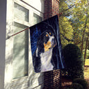 Starry Night Bernese Mountain Dog House Flag 28x40 Porch Sleeve Pole Decorative Outside Yard Banner Artwork Wall Hanging, Polyester
