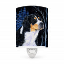 Starry Night Bernese Mountain Dog Ceramic Night Light Compact, UL-Certified, Ideal for Bedroom, Bathroom, Nursery, Hallway, Kitchen, 6x4x3, Multicolor
