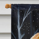 Starry Night Pomeranian House Flag 28x40 Porch Sleeve Pole Decorative Outside Yard Banner Artwork Wall Hanging, Polyester
