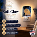 Starry Night Pomeranian Ceramic Night Light Compact, UL-Certified, Ideal for Bedroom, Bathroom, Nursery, Hallway, Kitchen, 6x4x3, Multicolor