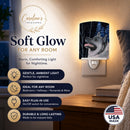 Starry Night Norwegian Elkhound Ceramic Night Light Compact, UL-Certified, Ideal for Bedroom, Bathroom, Nursery, Hallway, Kitchen, 6x4x3, Multicolor