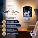 Starry Night Siberian Husky Ceramic Night Light Compact, UL-Certified, Ideal for Bedroom, Bathroom, Nursery, Hallway, Kitchen, 6x4x3, Multicolor