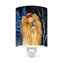 Starry Night Yorkie Ceramic Night Light Compact, UL-Certified, Ideal for Bedroom, Bathroom, Nursery, Hallway, Kitchen, 6x4x3, Multicolor
