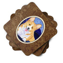 Corgi Foam Coasters Set of 4 Cup Coasters for Indoor Outdoor, Tabletop Protection, Anti Slip, Mouse pad Material