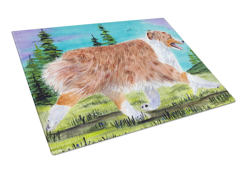 Australian Shepherd Glass Cutting Board Large