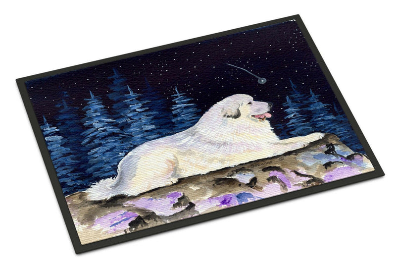 Starry Night Great Pyrenees Indoor Outdoor Mat 18x27 Doormat