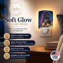 Starry Night Tibetan Mastiff Ceramic Night Light Compact, UL-Certified, Ideal for Bedroom, Bathroom, Nursery, Hallway, Kitchen, 6x4x3, Multicolor