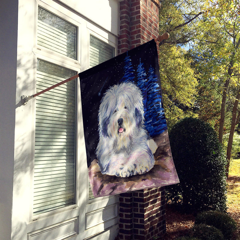 Starry Night Old English Sheepdog Flag Canvas House Size