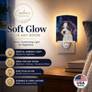 Starry Night Bernese Mountain Dog Ceramic Night Light Compact, UL-Certified, Ideal for Bedroom, Bathroom, Nursery, Hallway, Kitchen, 6x4x3, Multicolor