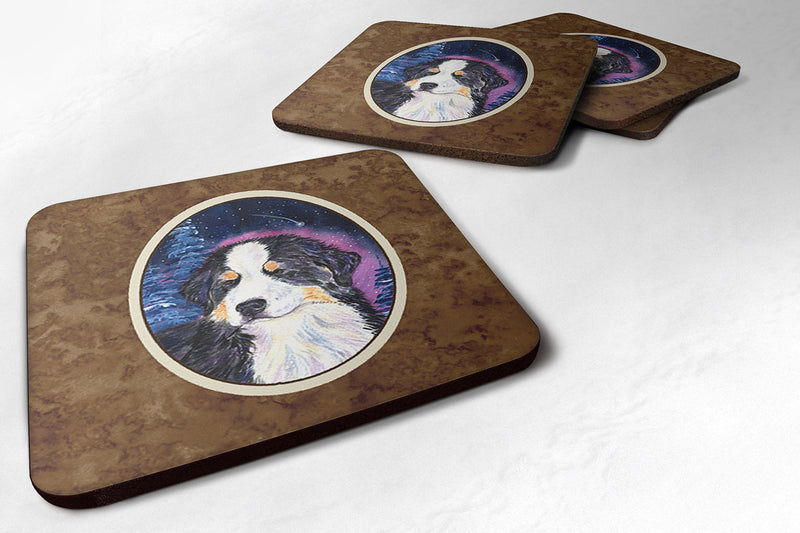 Starry Night Bernese Mountain Dog Foam Coasters Set of 4