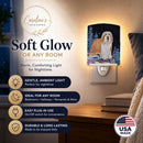 Starry Night Bearded Collie Ceramic Night Light Compact, UL-Certified, Ideal for Bedroom, Bathroom, Nursery, Hallway, Kitchen, 6x4x3, Multicolor